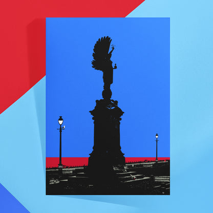 SALE - Hove Peace Statue Greeting Card - Blue A5