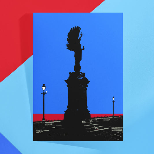 SALE - Hove Peace Statue Greeting Card - Blue A5