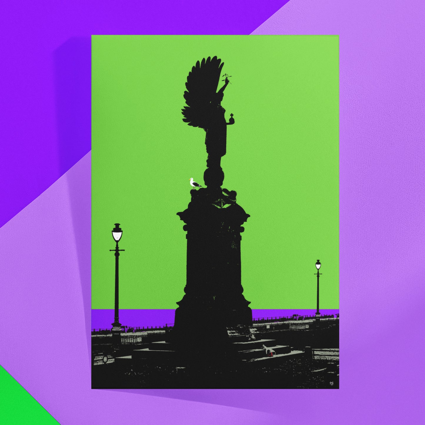 SALE - Hove Peace Statue Greeting Card - Green A5