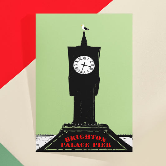 SALE - Palace Pier Clock Greeting Card A5