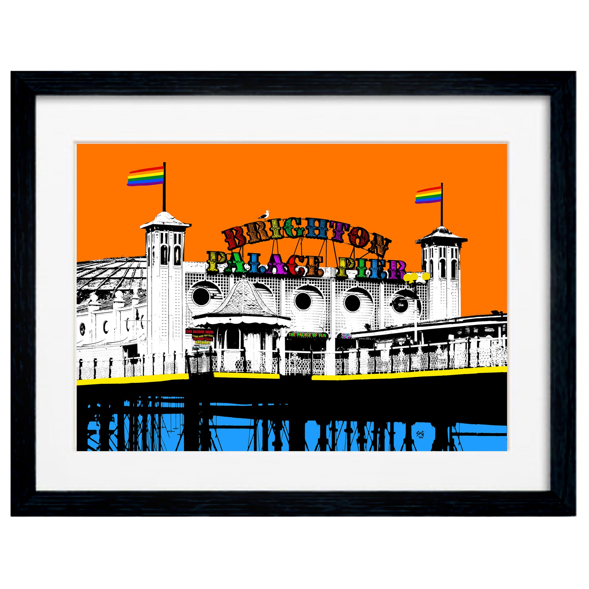 Pride Palace Pier Art Print - Orange Billy Brighton by Stef Kerswell