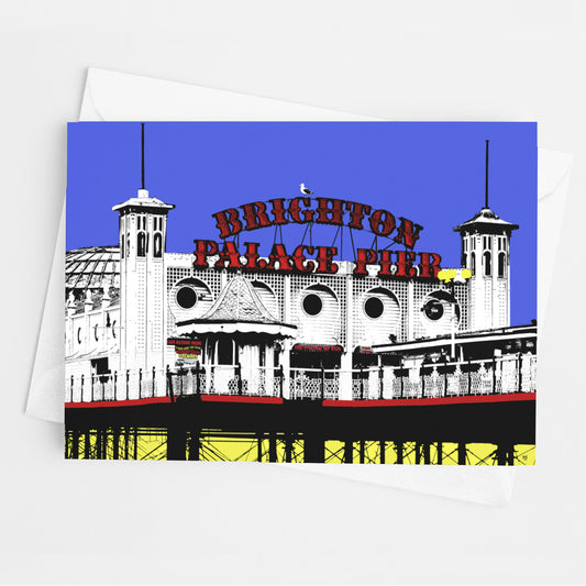 Palace Pier Greeting Card - Blue