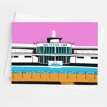 Saltdean Lido Greeting Card - Pink