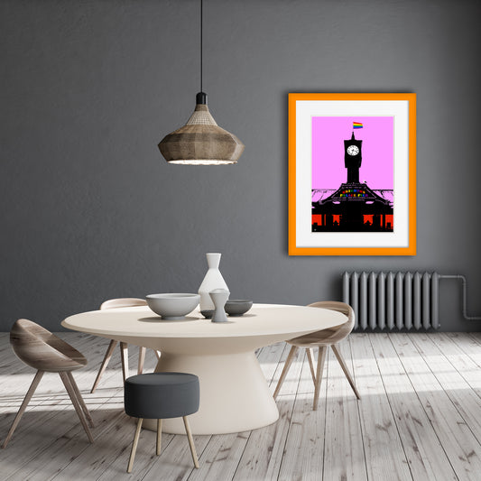 Palace Pier Pride Clock Art Print - Pink