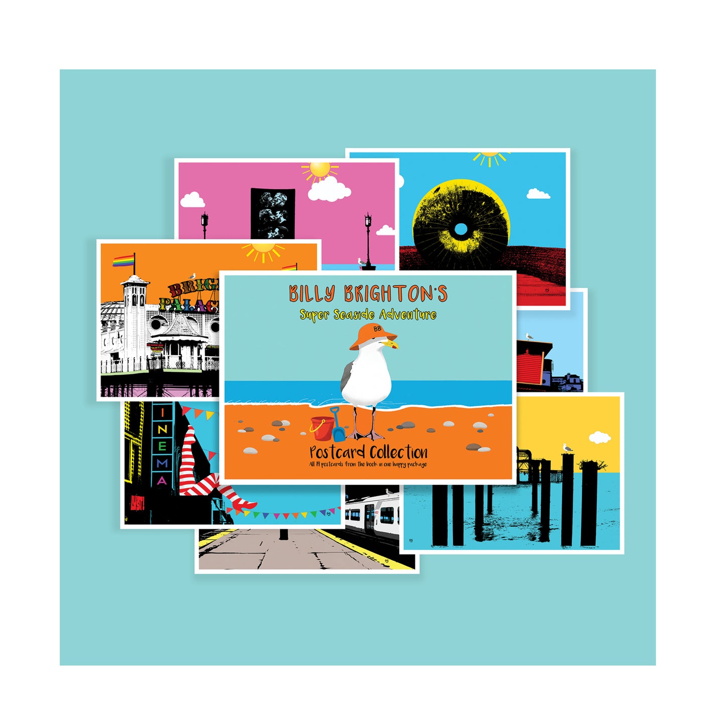 Billy Brighton Postcard Collection + Sticker Stamps