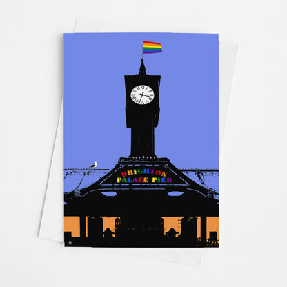Pride Palace Pier Clock Greeting Card