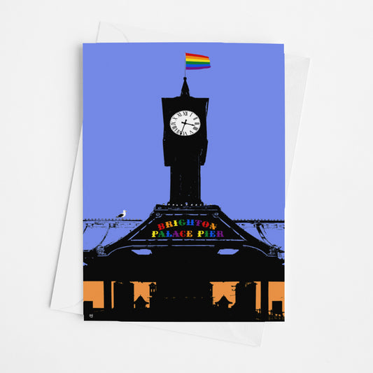 Pride Palace Pier Clock Greeting Card