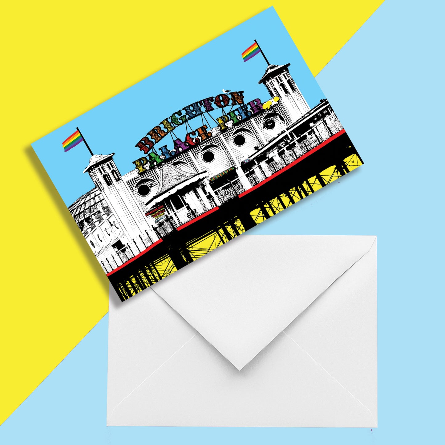 NEW - Pride Palace Pier Greeting Card - Blue A6