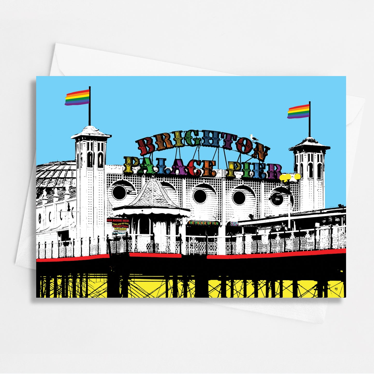 NEW - Pride Palace Pier Greeting Card - Blue A6