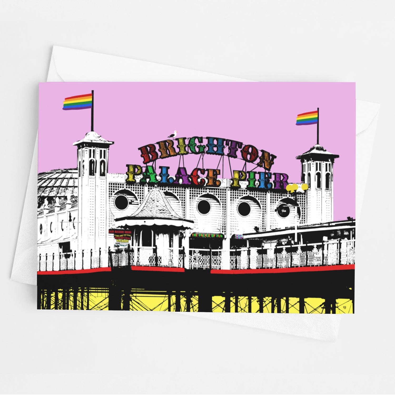 Pride Palace Pier Greeting Card - Pink