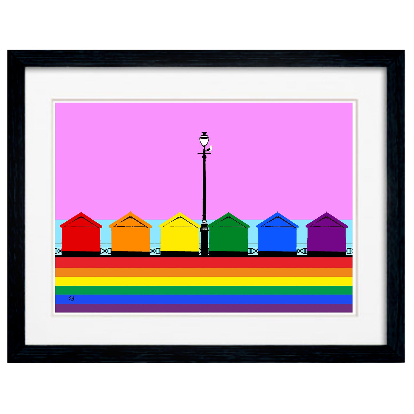 LGBT Pride Beach Huts Giclée Art Print by Biily Brighton