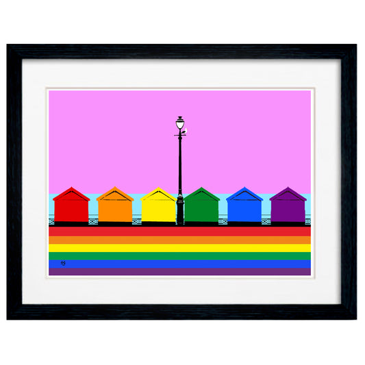 LGBT Pride Beach Huts Giclée Art Print by Biily Brighton