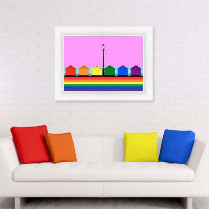 LGBT Pride Beach Huts Giclée Art Print by Biily Brighton