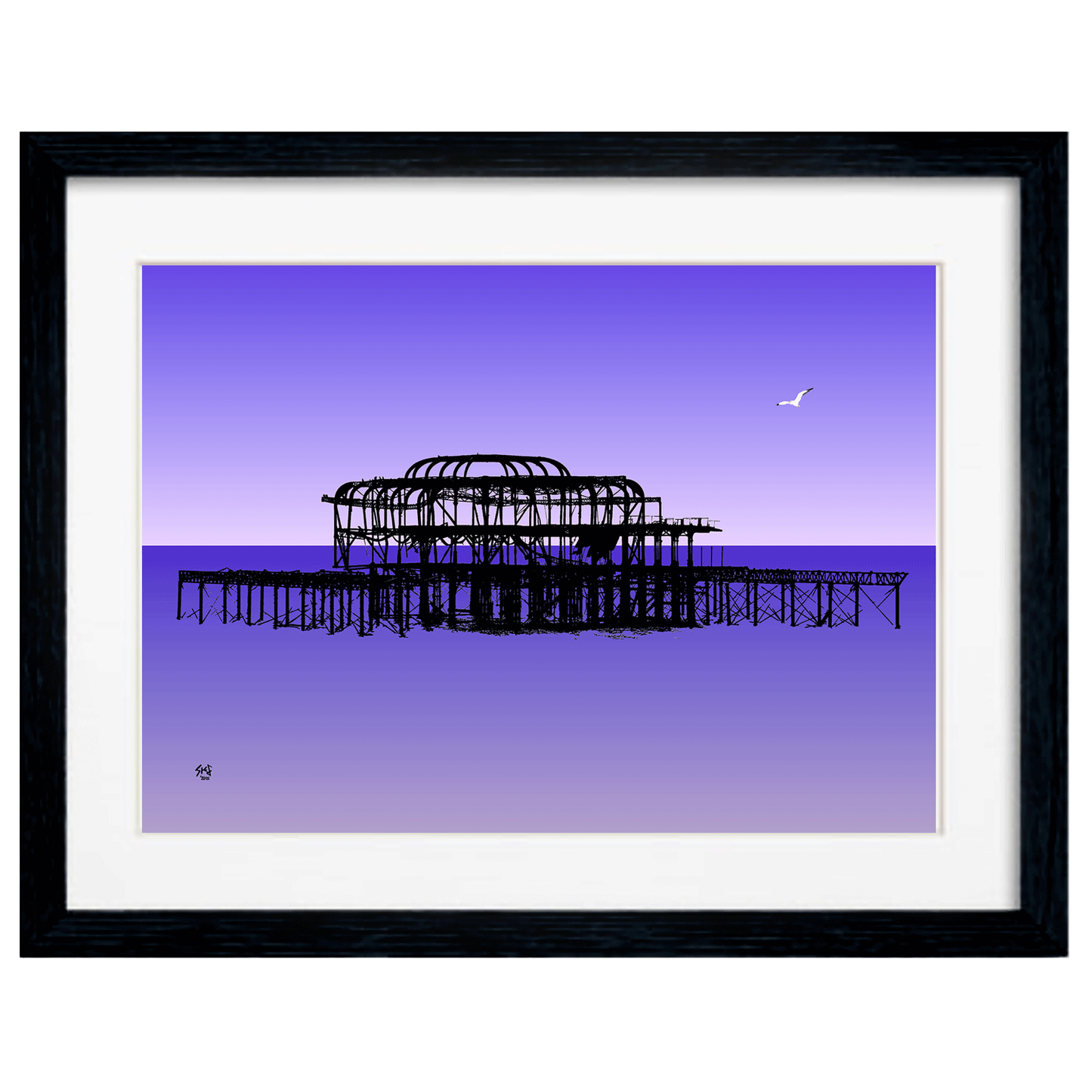 West Pier Art Print - Gradient Purple Biilly Brighton by Stef Kerswell