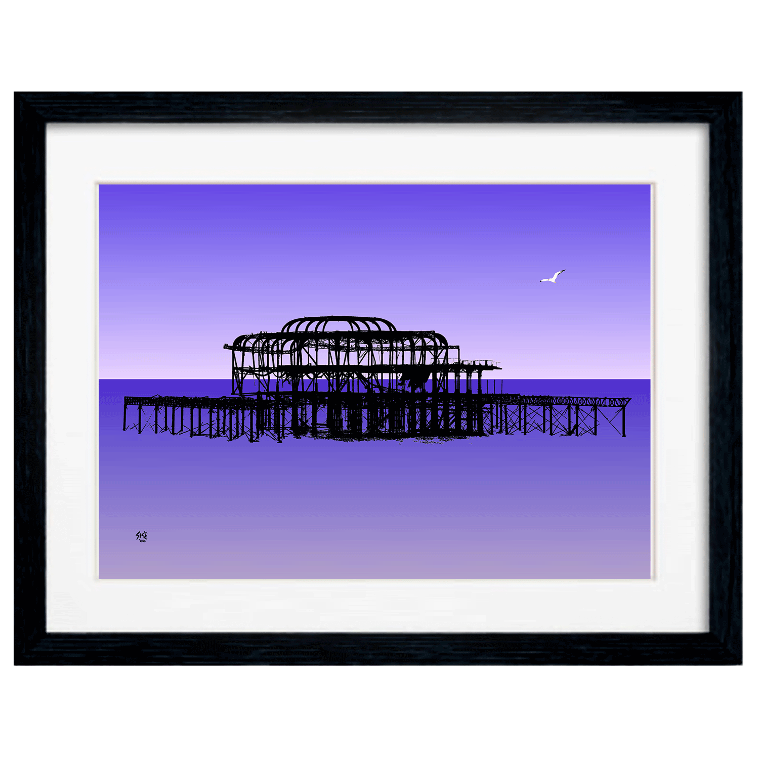 West Pier Art Print - Gradient Purple Biilly Brighton by Stef Kerswell