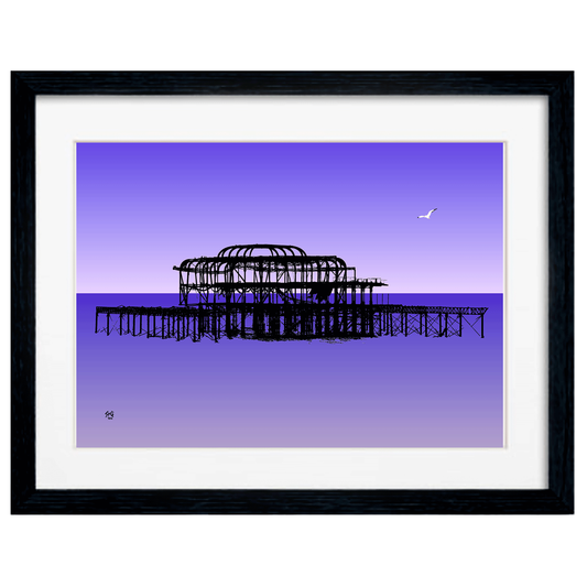 West Pier Art Print - Gradient Purple Biilly Brighton by Stef Kerswell