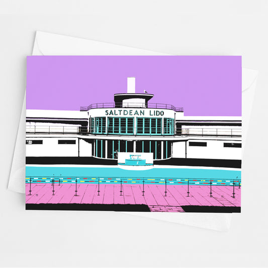 Saltdean Lido Greeting Card - Purple