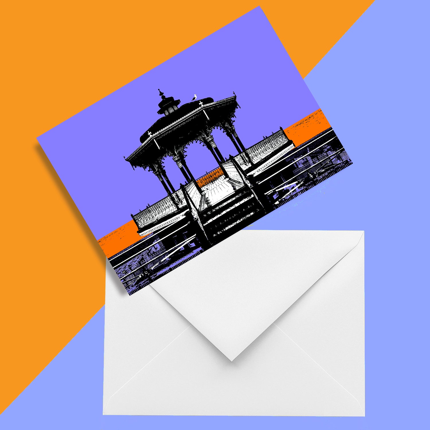 Billy Brighton Brighton Bandstand Greeting Card - Purple A6