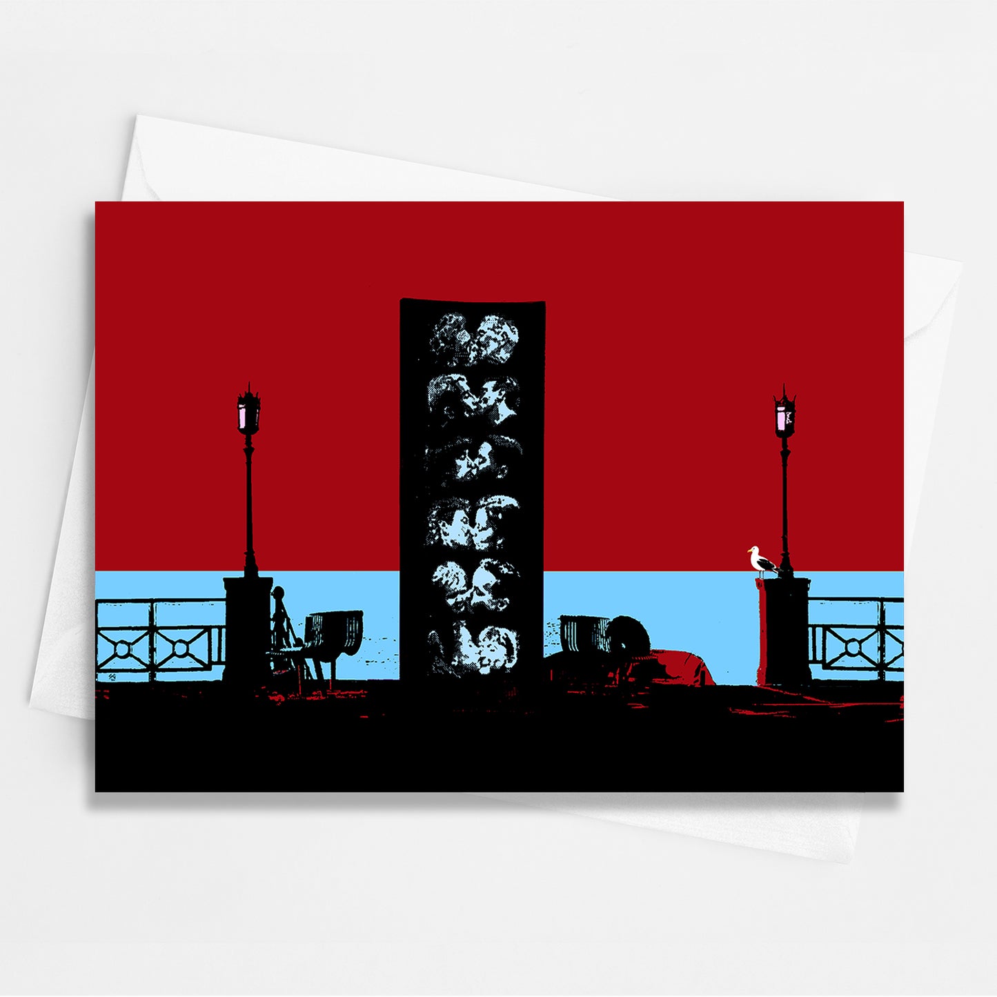 Brighton Kiss Wall Greeting Card - Red