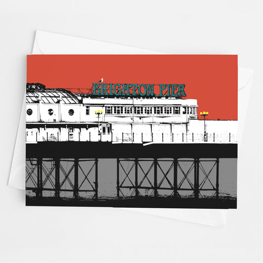 Palace Pier Greeting Card - Red