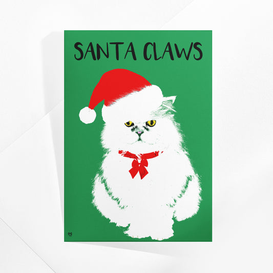 Santa Claws Christmas Card - Green