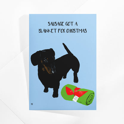Sausage Got a Blanket Christmas Card