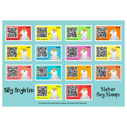 Billy Brighton Postcard Collection + Sticker Stamps