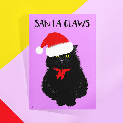 Santa Claws Christmas Card - Pink