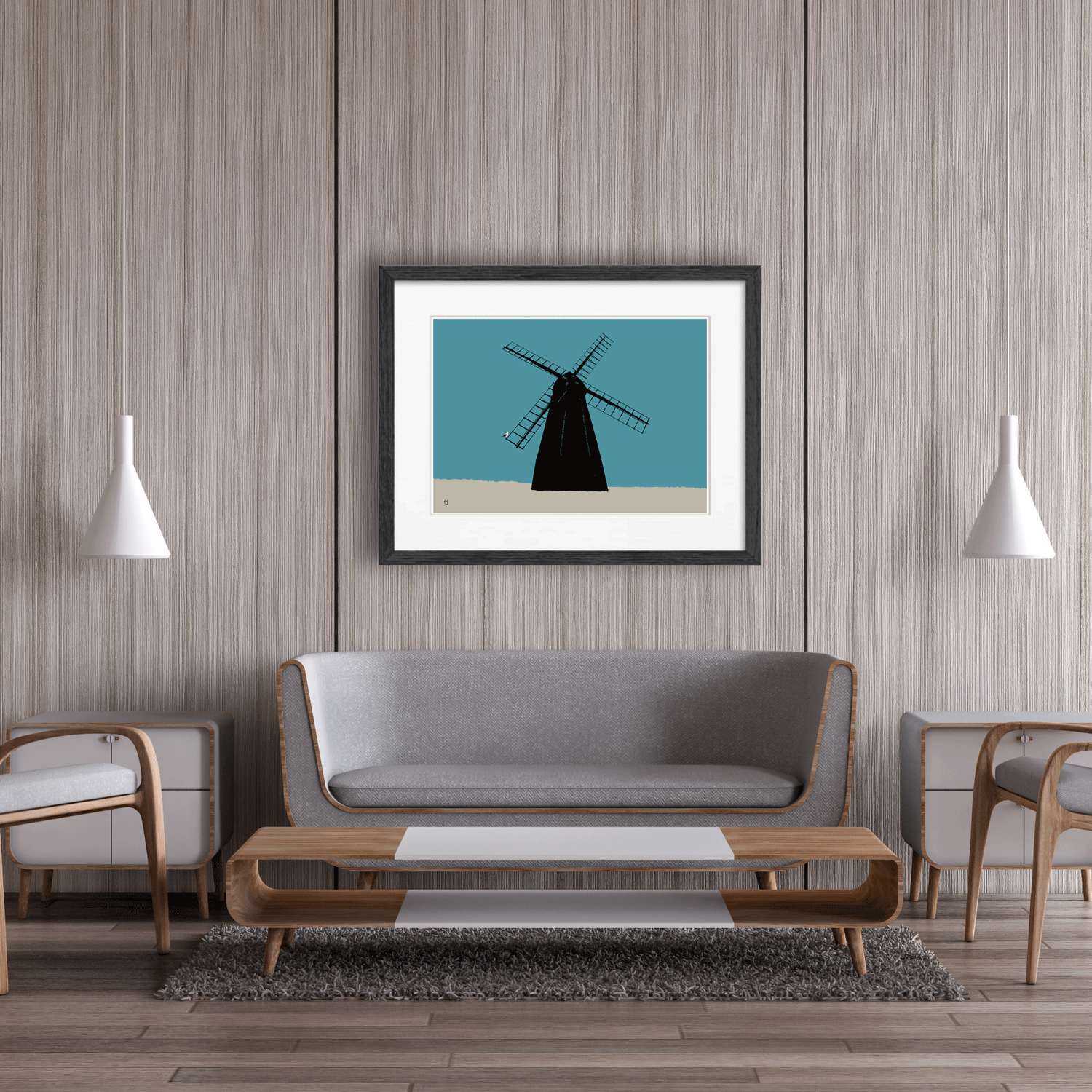 Rottingdean Windmill Print - Teal