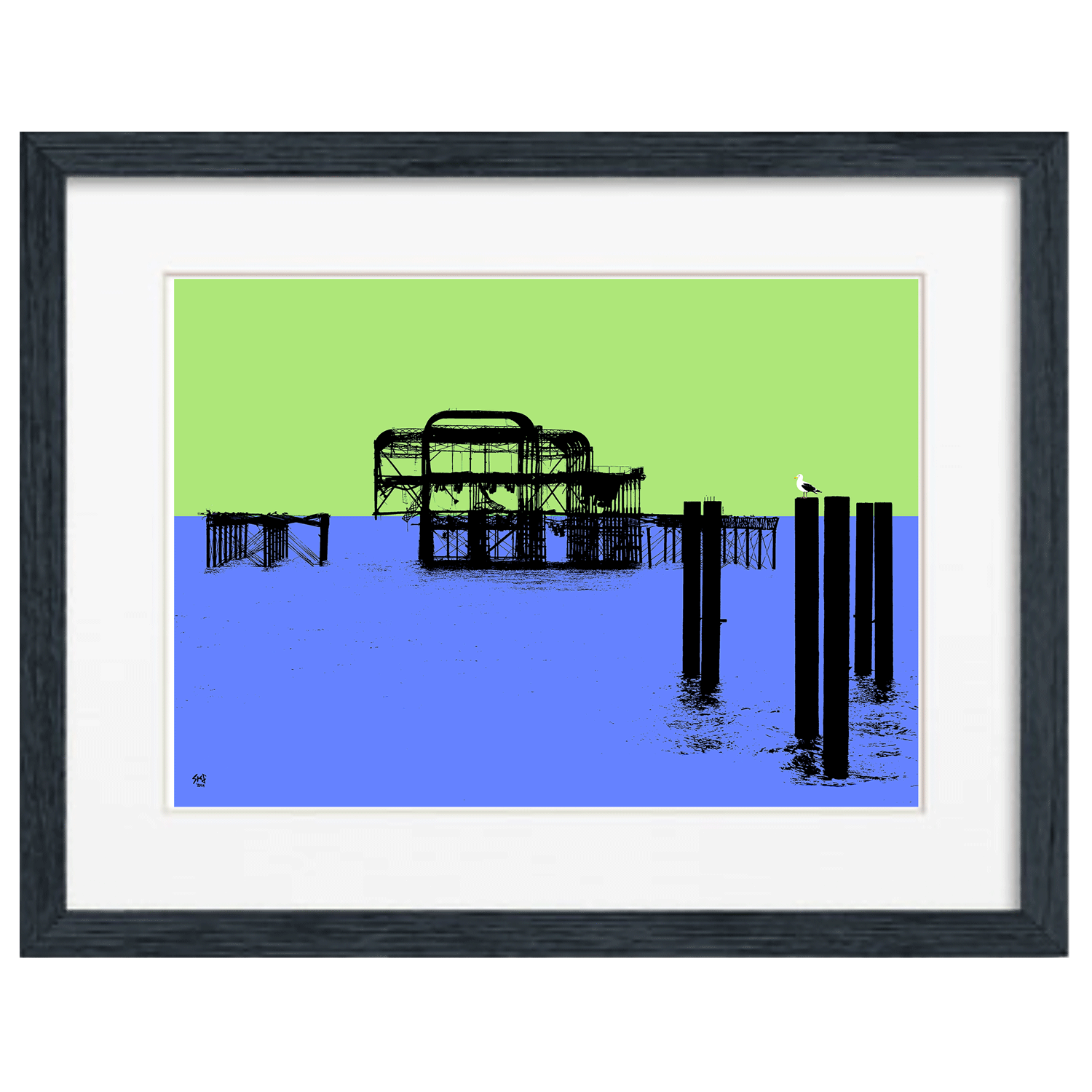 West Pier Print - Lime