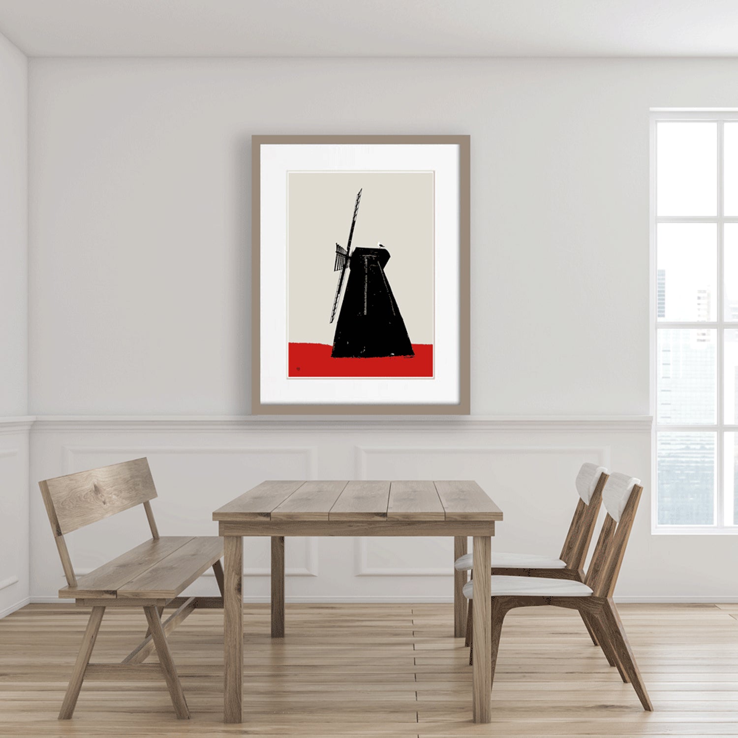 Rottingdean Windmill Print - Beige