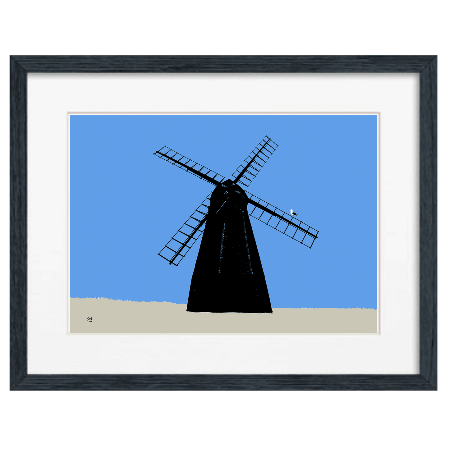 Rottingdean Windmill Print - Blue