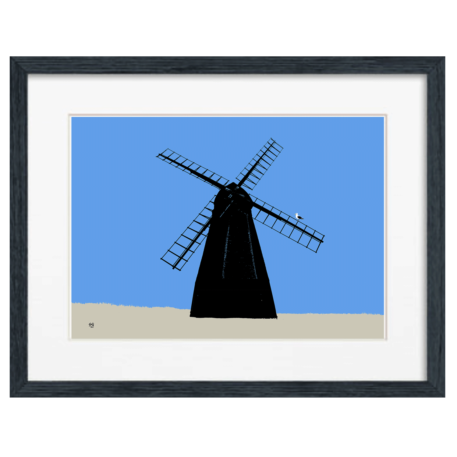 Rottingdean Windmill Print - Blue