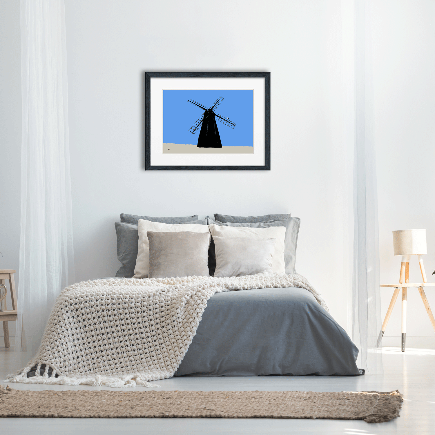 Rottingdean Windmill Print - Blue