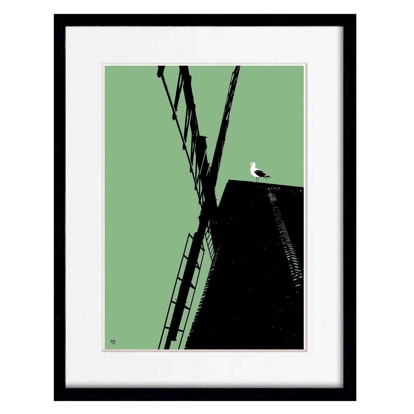 Rottingdean Windmill Print - Green