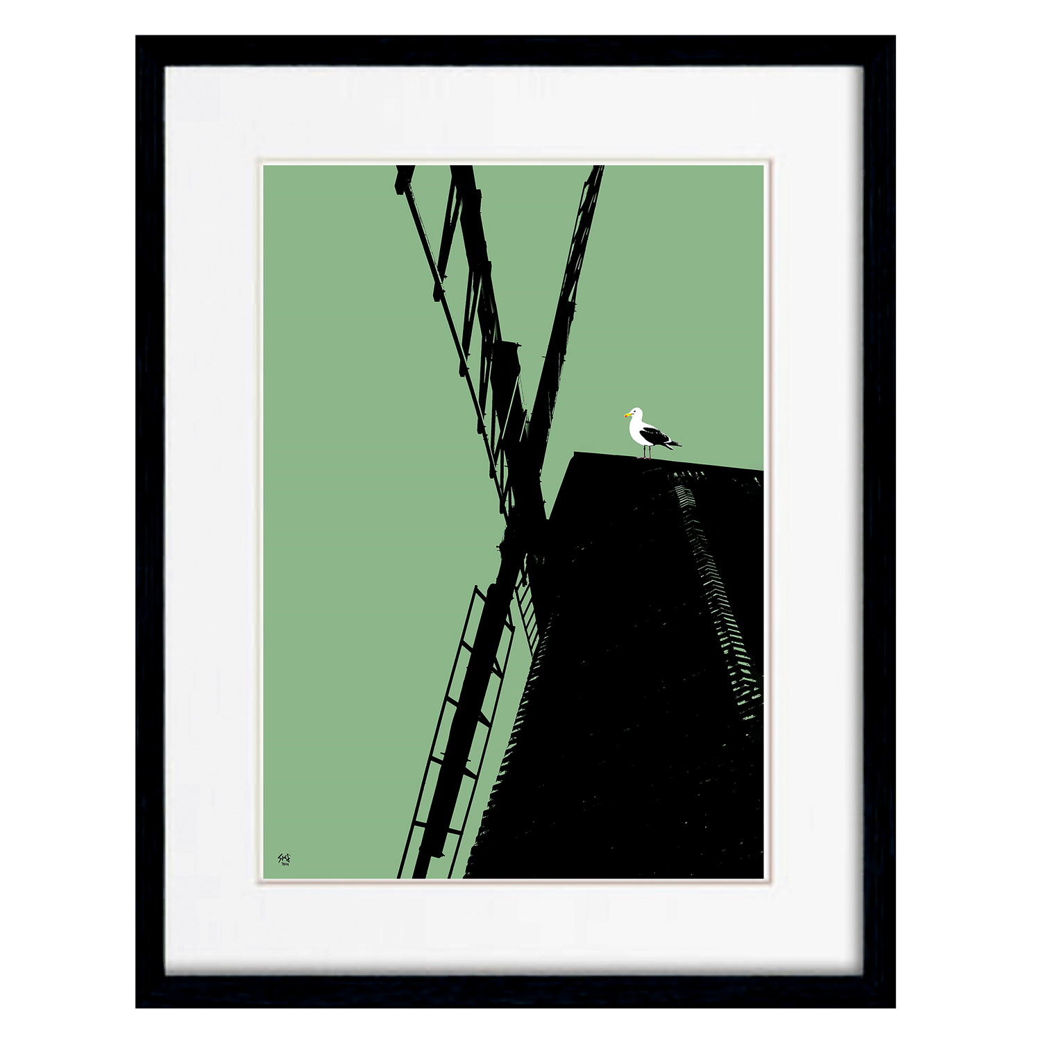 Rottingdean Windmill Print - Green