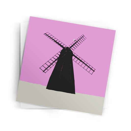 Rottingdean Windmill Greeting Card - Pink