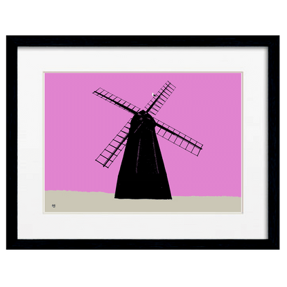 Rottingdean Windmill Print - Pink
