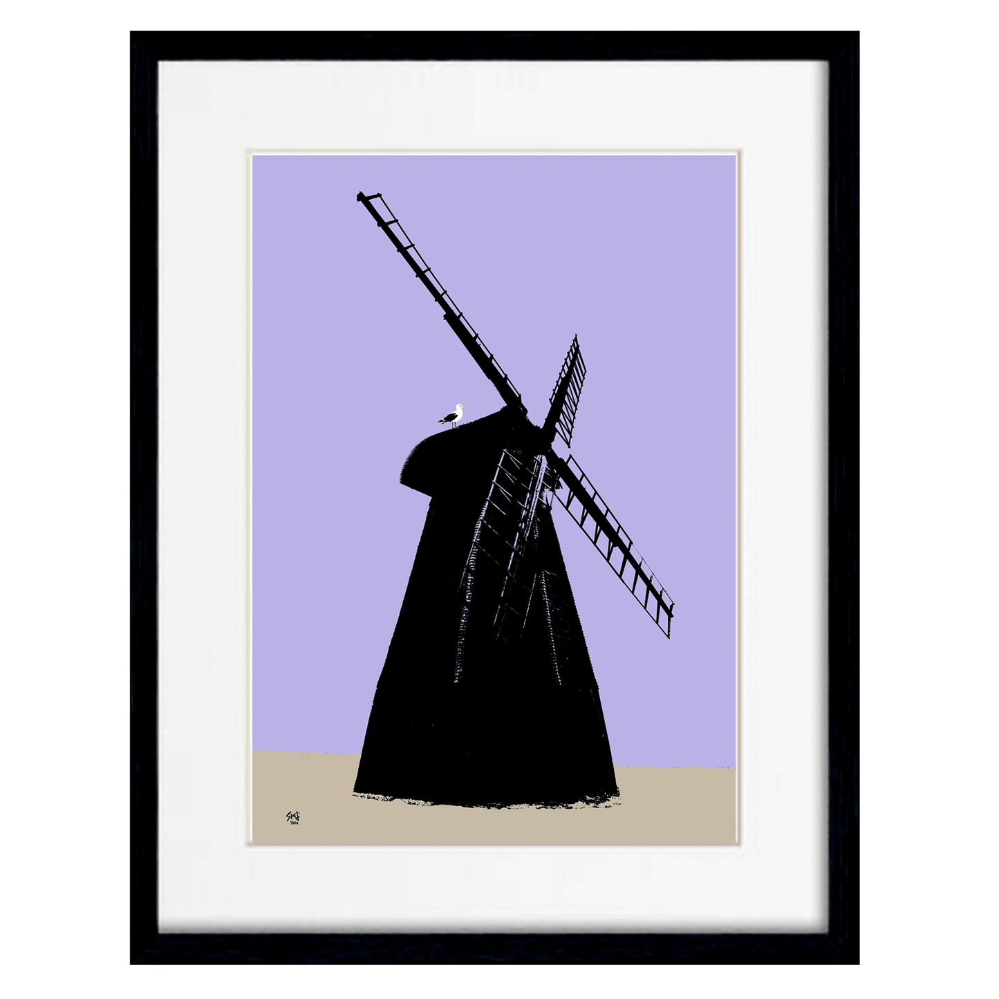 Rottingdean Windmill Print - Purple