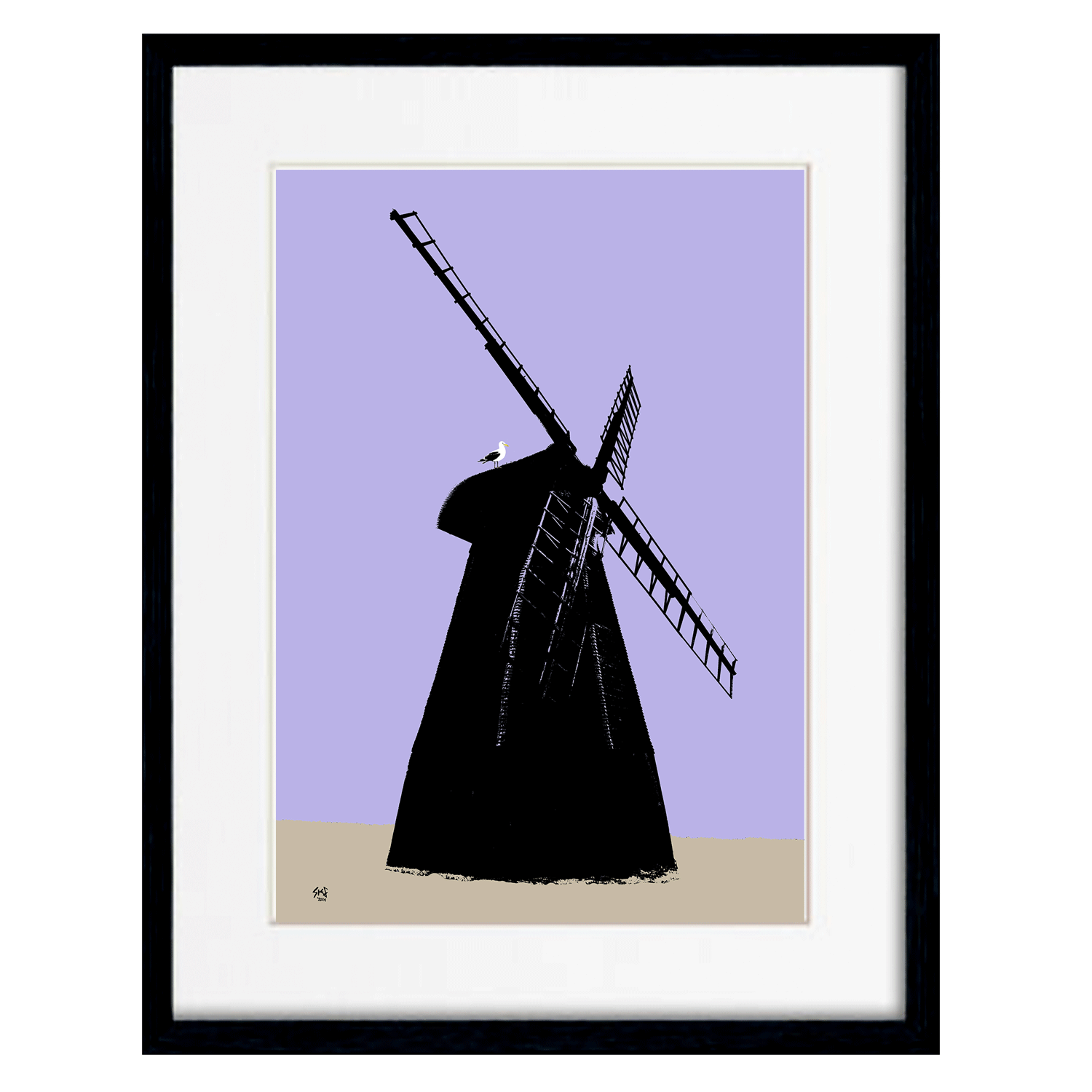 Rottingdean Windmill Print - Purple