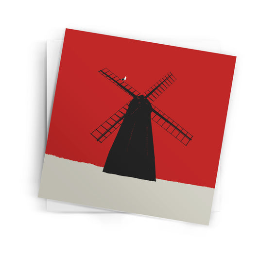 Rottingdean Windmill Greeting Card - Red