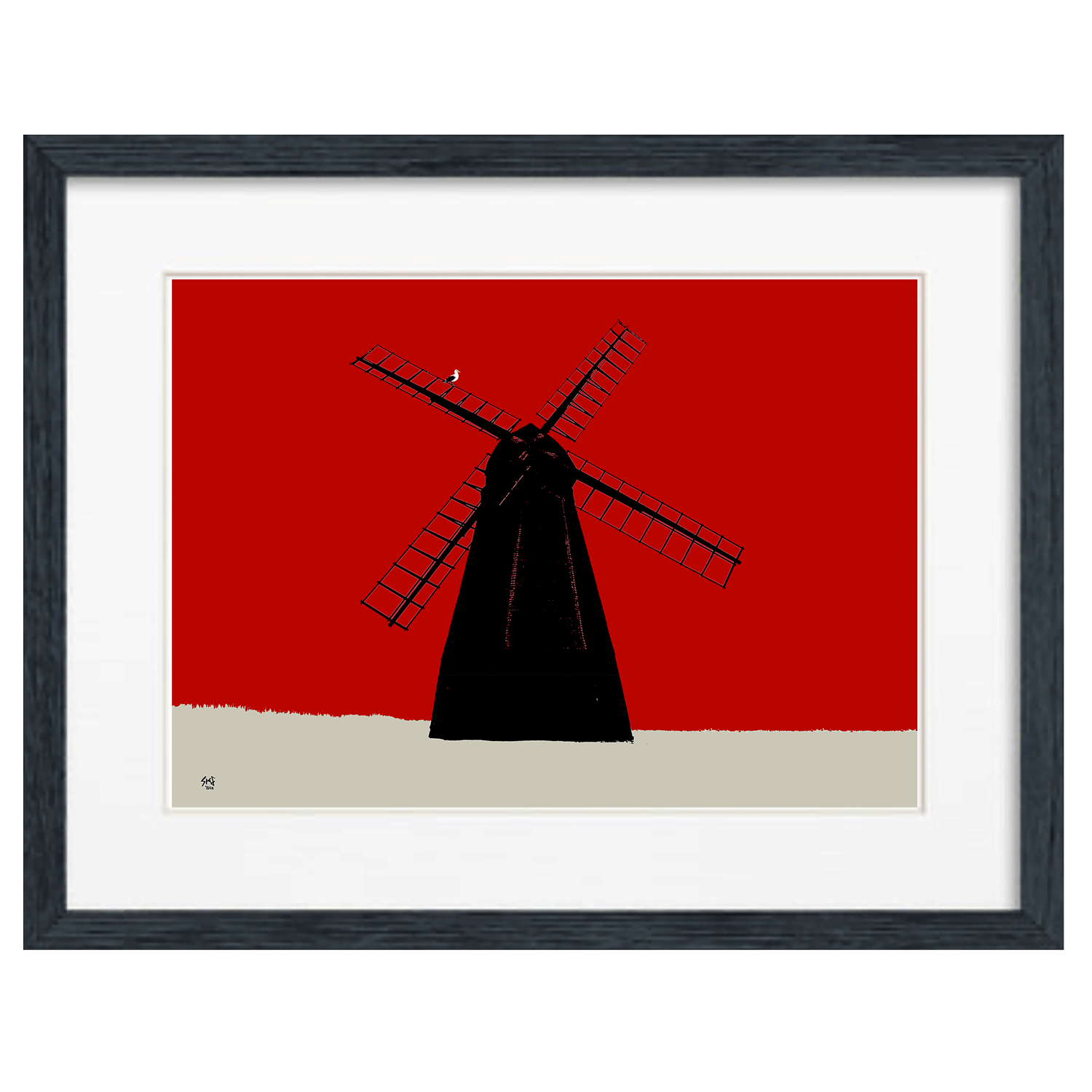 Rottingdean Windmill Print - Red