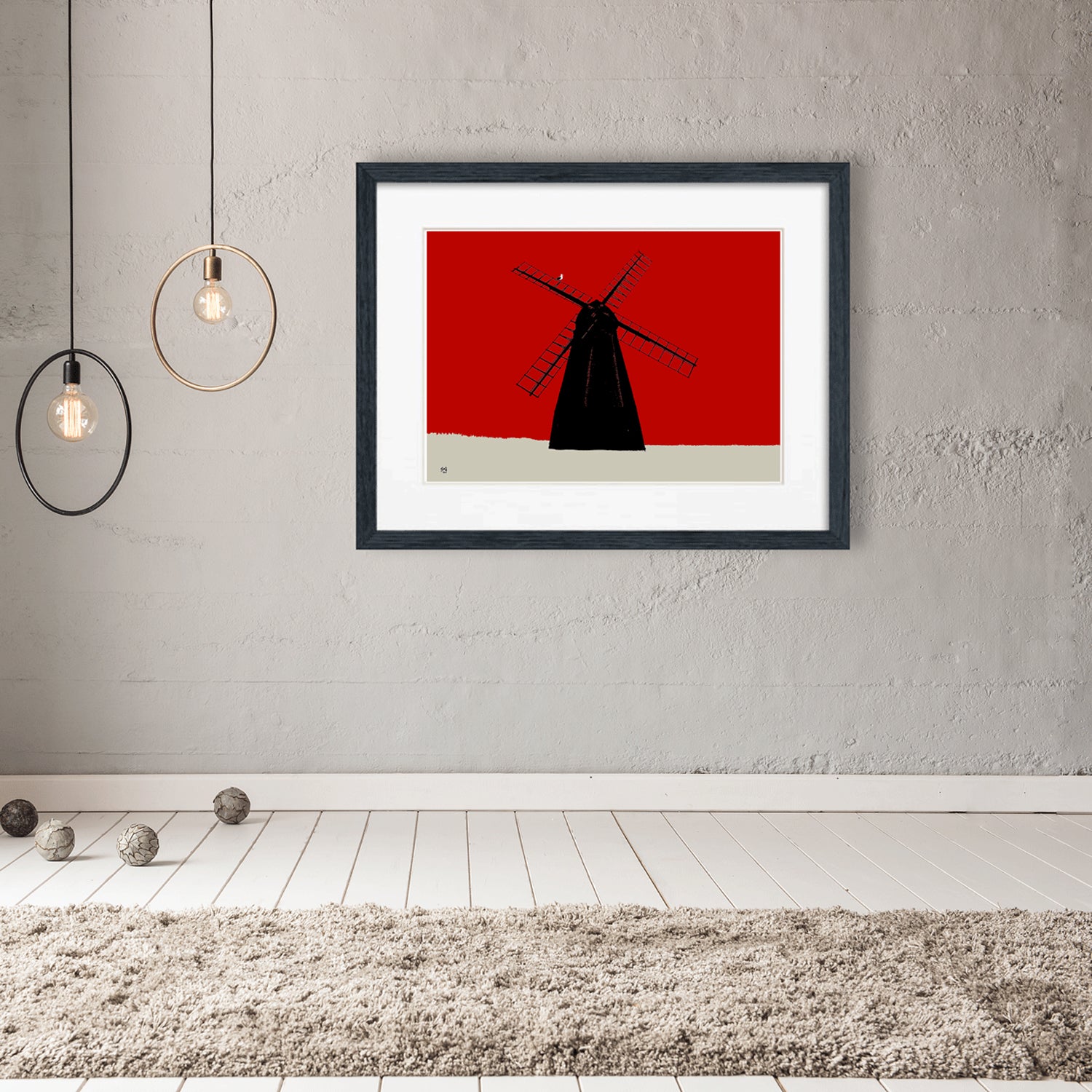 Rottingdean Windmill Print - Red