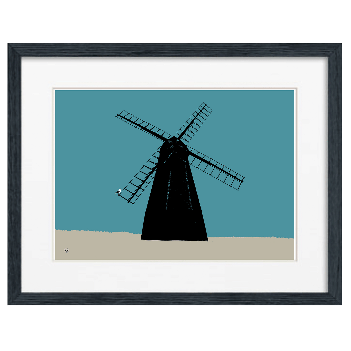 Rottingdean Windmill Print - Teal