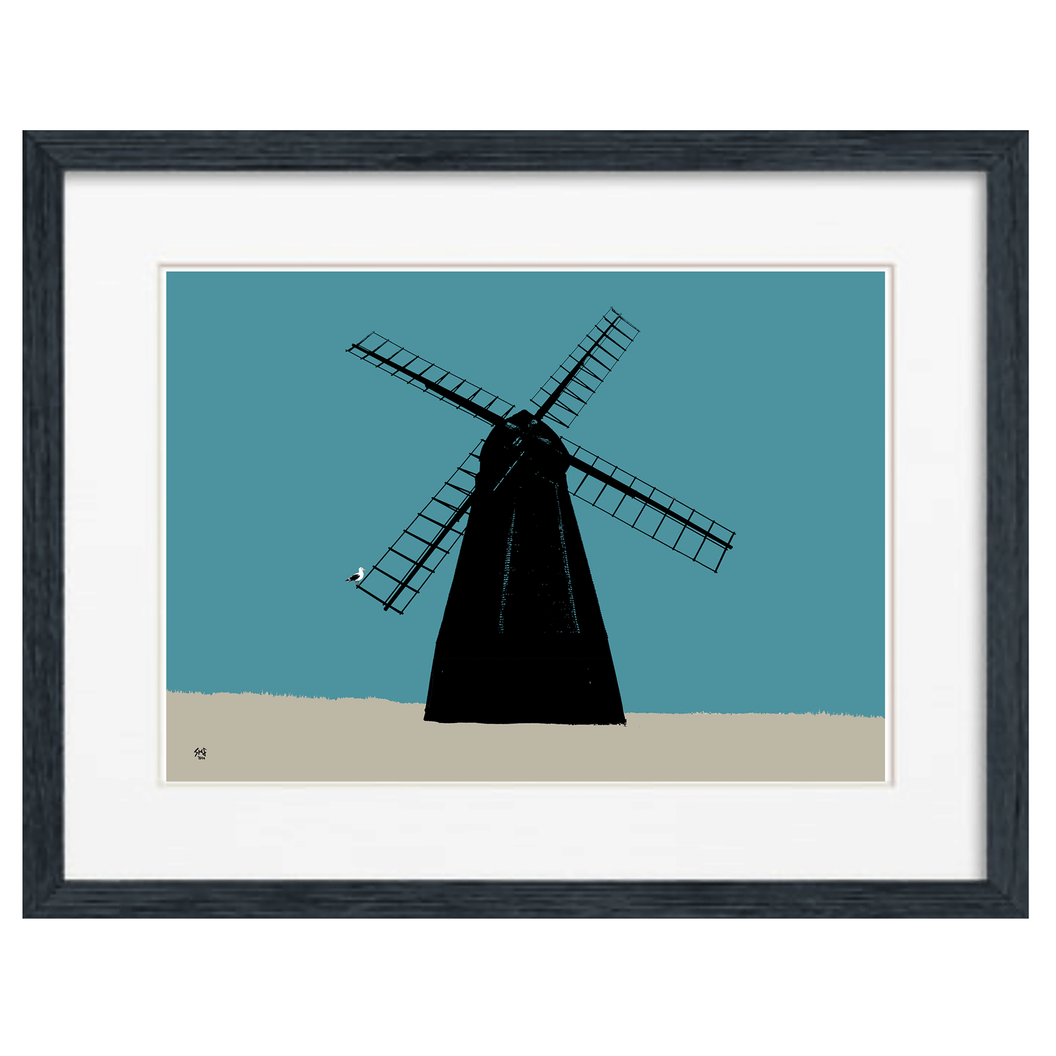 Rottingdean Windmill Print - Teal