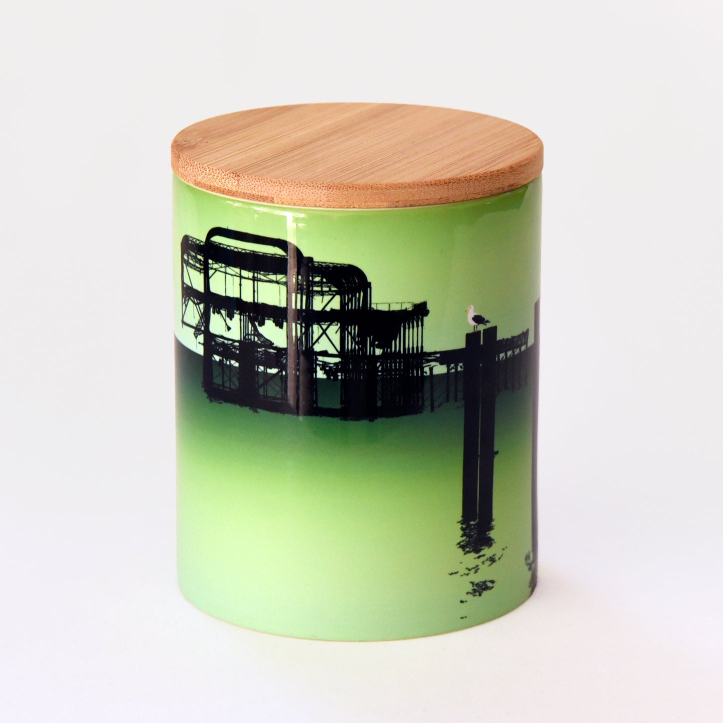 Brighton Luxury Ceramic Candle Pot - West Pier Gradient Green -by Billy Brighton