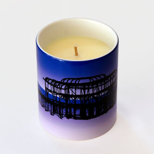 Brighton Luxury Ceramic Candle Pot - West Pier Gradient Purple Candle by billy Brighton