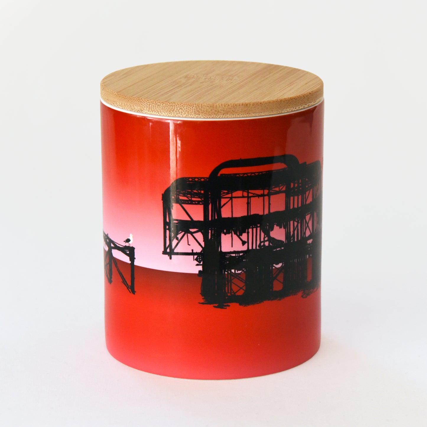 Brighton Luxury Ceramic Candle Pot - West Pier Gradient Red -by Billy Brighton