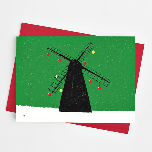 Rottingdean Windmill Christmas Card - Green