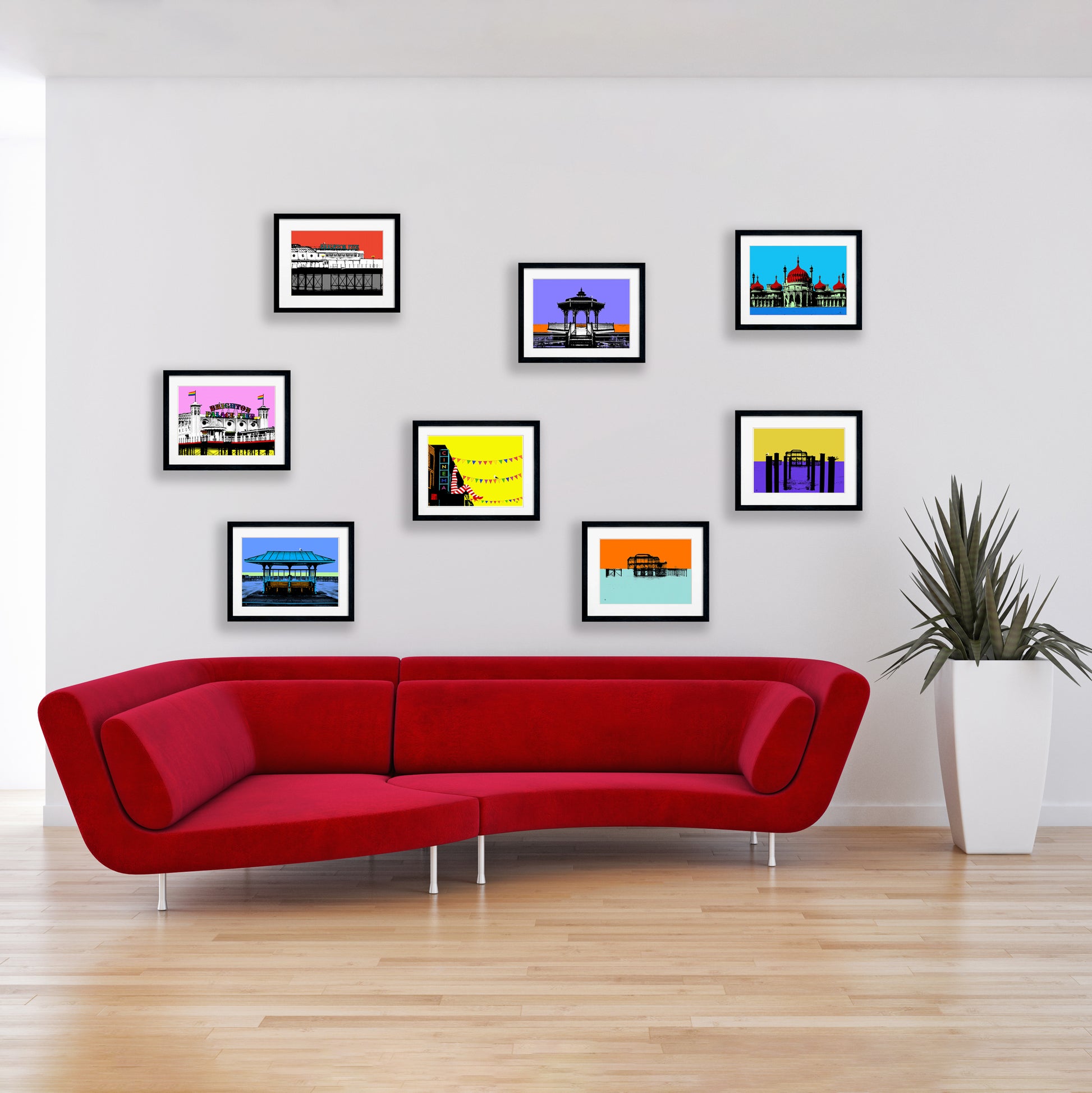 Framed collection of giclée art prints by Billy Brighton of Brighton and Hove 
